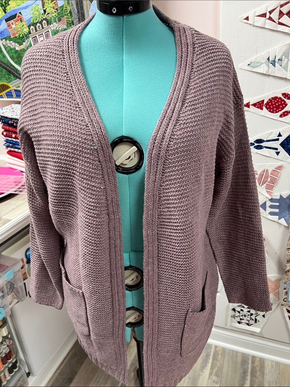 Miracle Mauve Open-Front Knit Cardigan